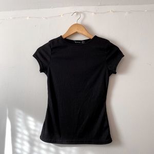 Black Ribbed T-Shirt
